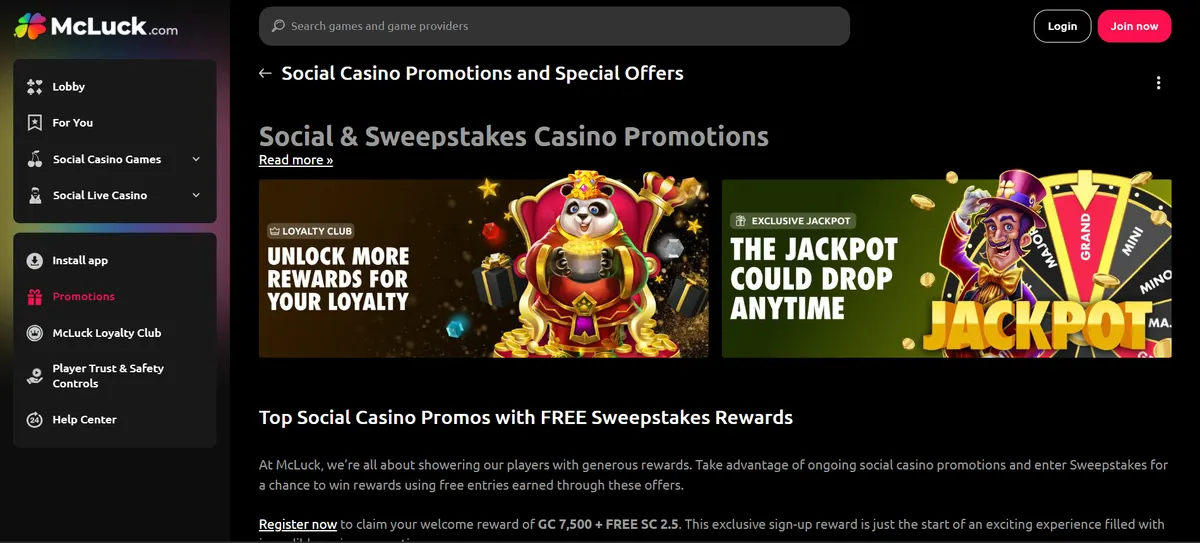 McLuck Casino promotions
